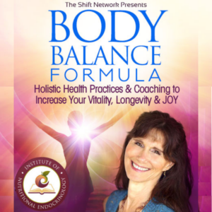 Dr. Ritamarie Loscalzo with pink background and a Title at the top Body Balance Formula