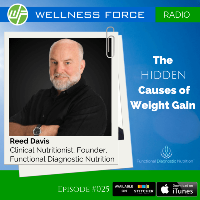 Reed Davis a Clinical Nutritionist, Founder, of Functional Diagnostic Nutrition on a blue background with Wellness Force logo